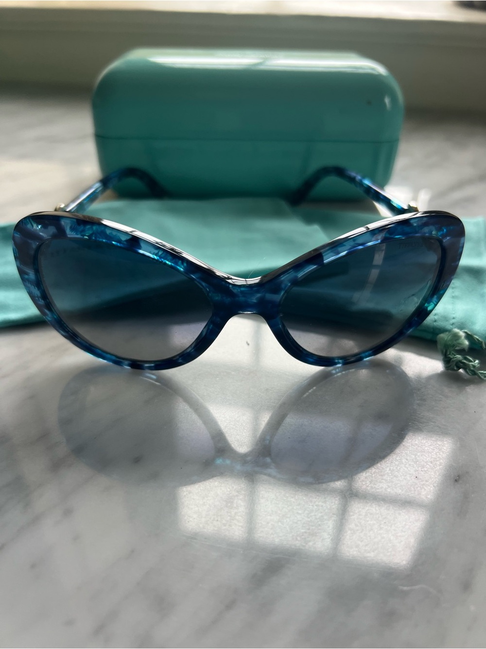 Tiffany & Co. TF4059 Blue Bow Cat-Eye Sunglasses